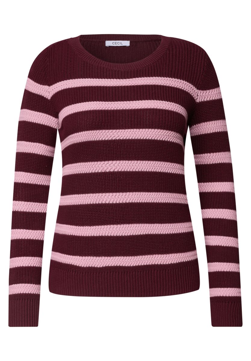 Langarm Pullover mit Rundhals und Streifen