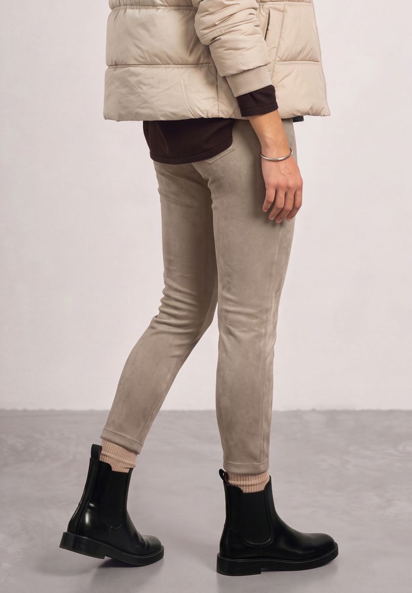 High Waist Skinny Leg Hose aus Velours