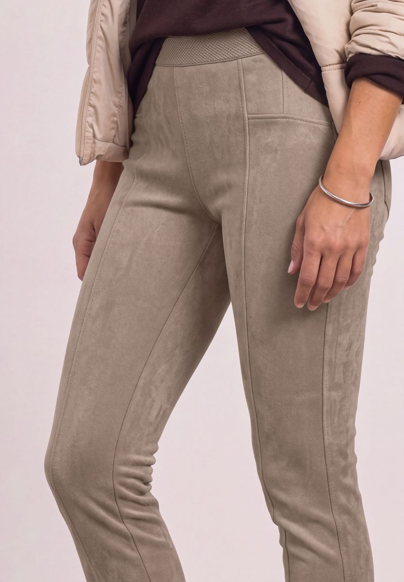 High Waist Skinny Leg Hose aus Velours