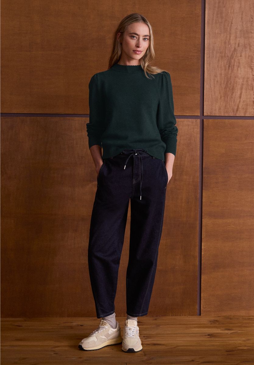 Langarm Pullover mit Turtle Neck und Raffung