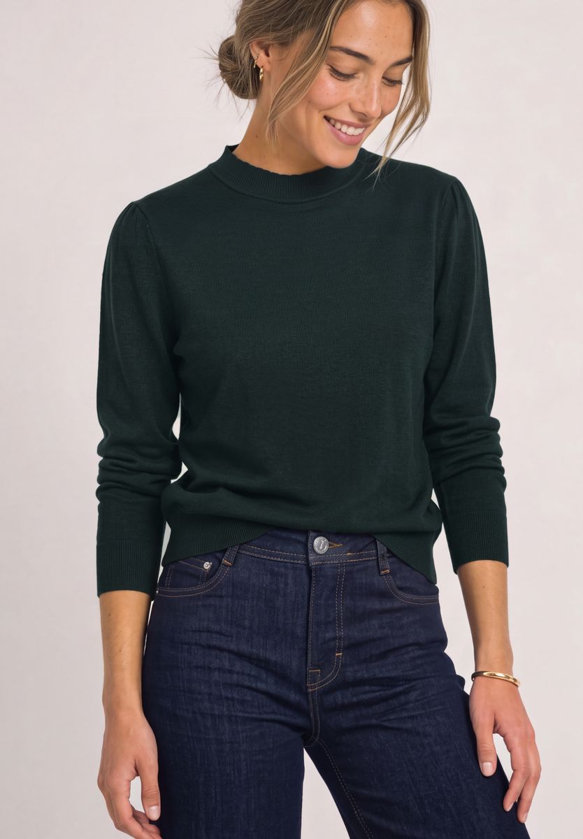 Langarm Pullover mit Turtle Neck und Raffung