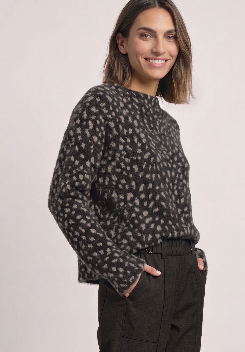 Langarm Shirt mit Turtle Neck und Muster
