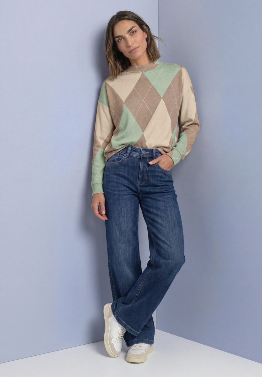 Langarm Shirt mit Turtle Neck und Muster