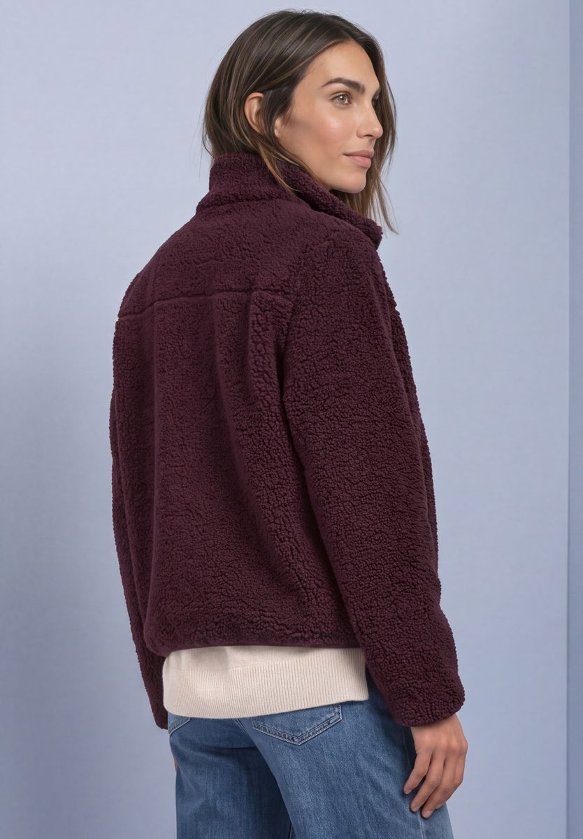 Teddy-Jacke mit Stehkragen und Zipper