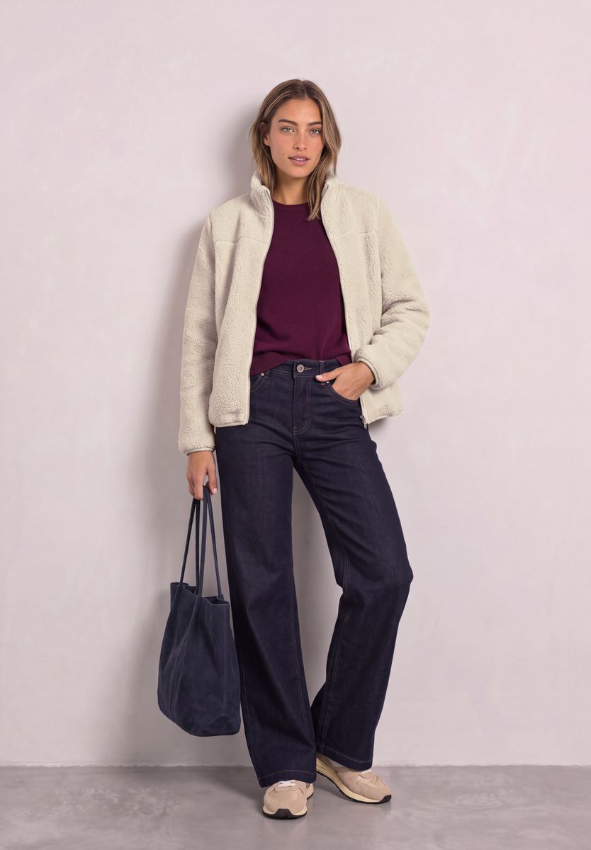 Teddy-Jacke mit Stehkragen und Zipper