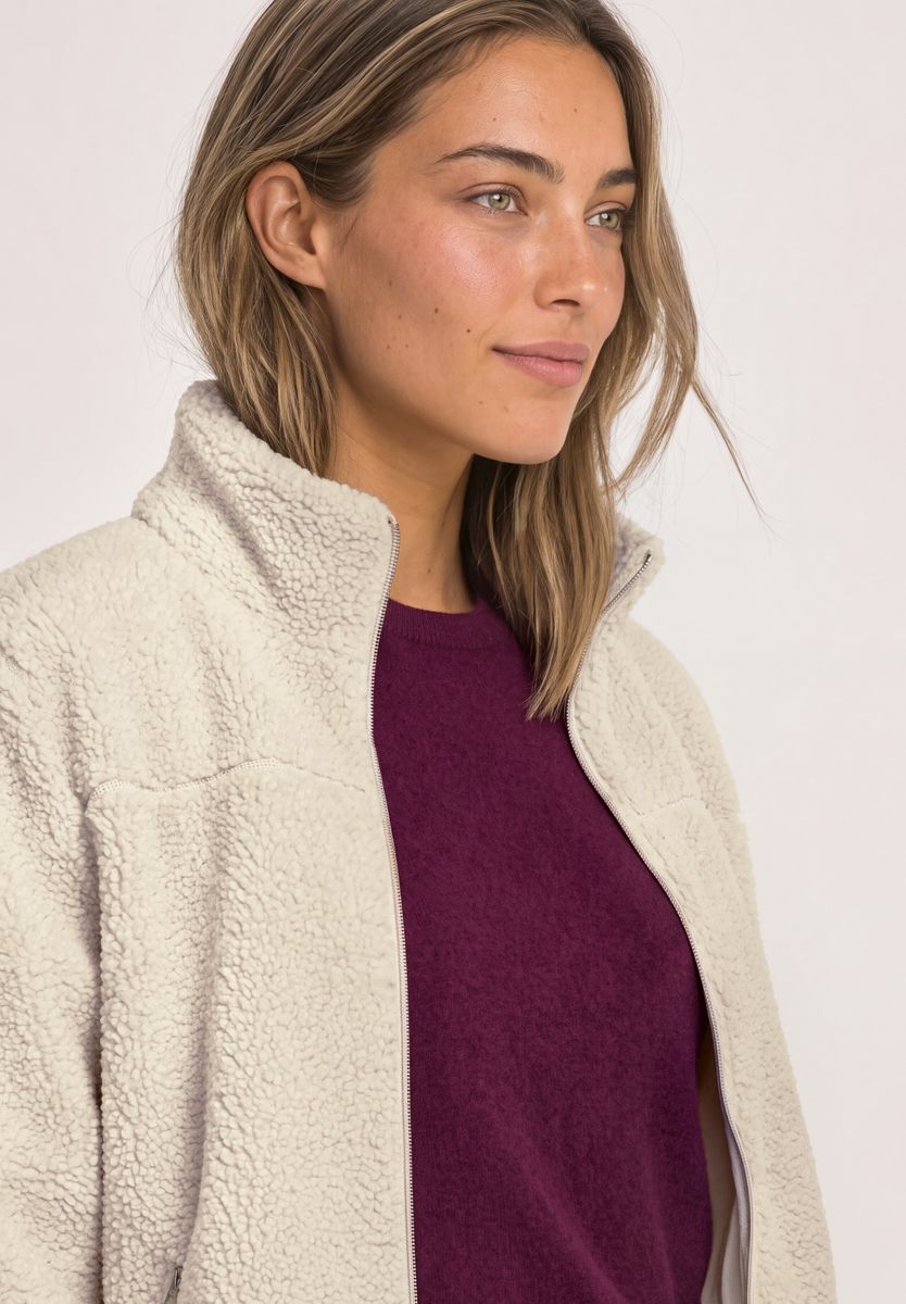 Teddy-Jacke mit Stehkragen und Zipper