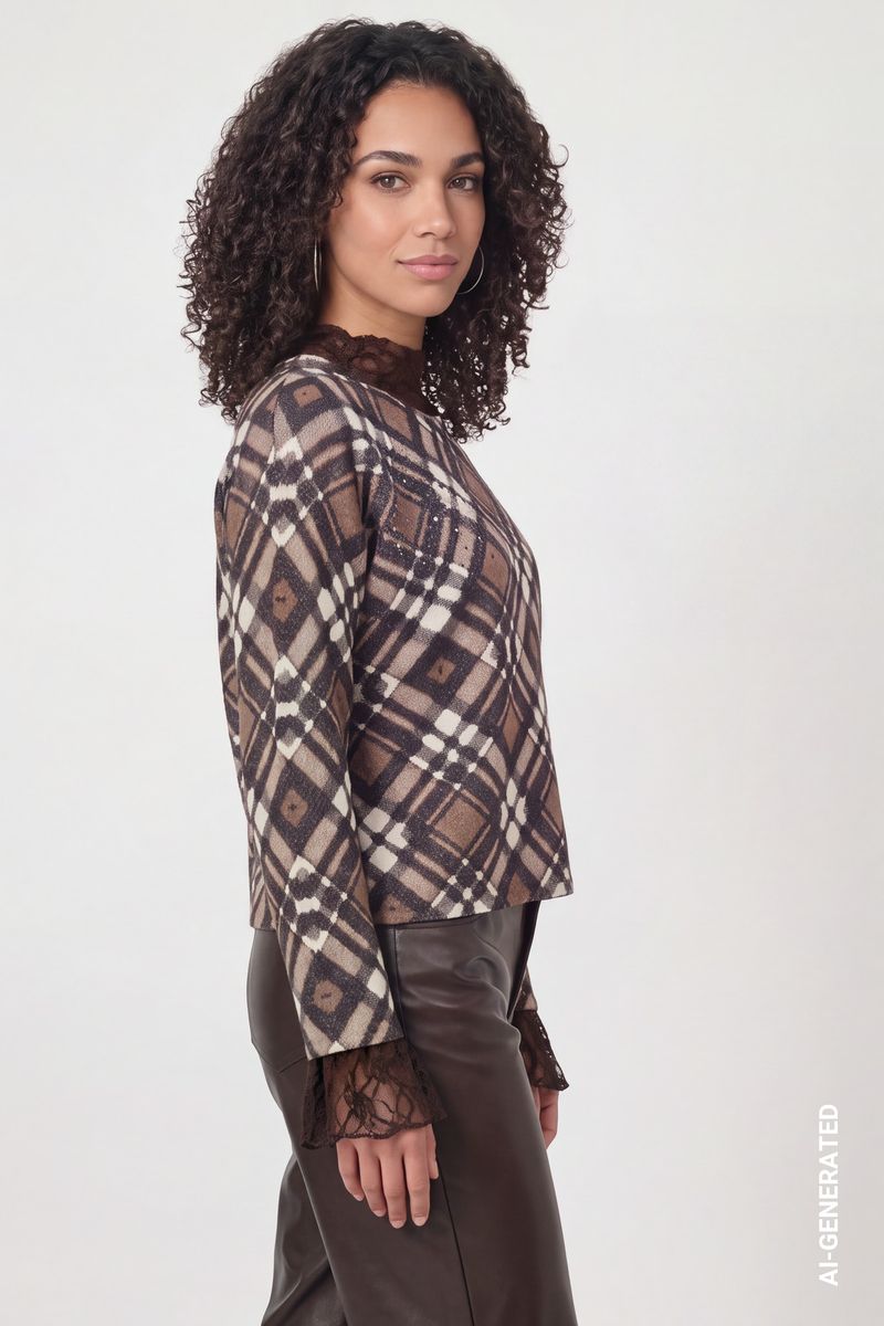 Strickpullover mit Karo-Muster