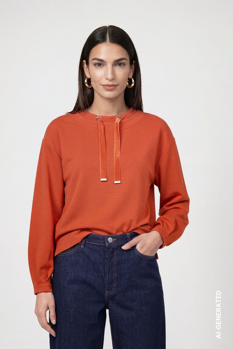 Sweatshirt mit samtigen Bindeband