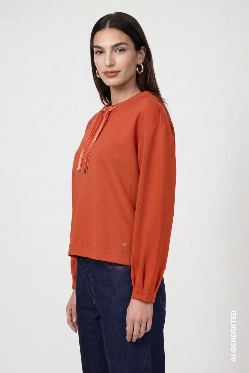 Sweatshirt mit samtigen Bindeband