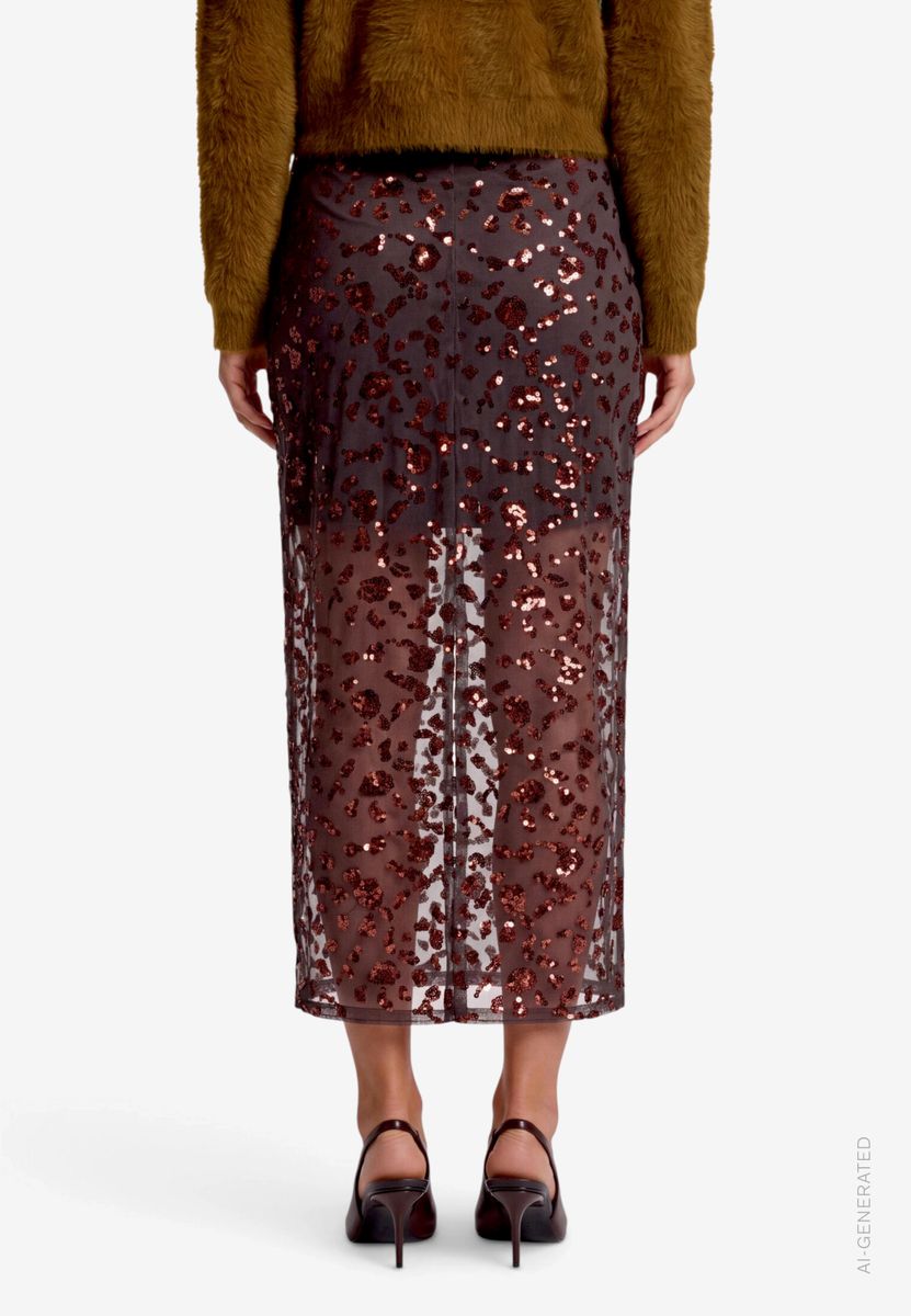 Damen Midirock mit Pailletten
