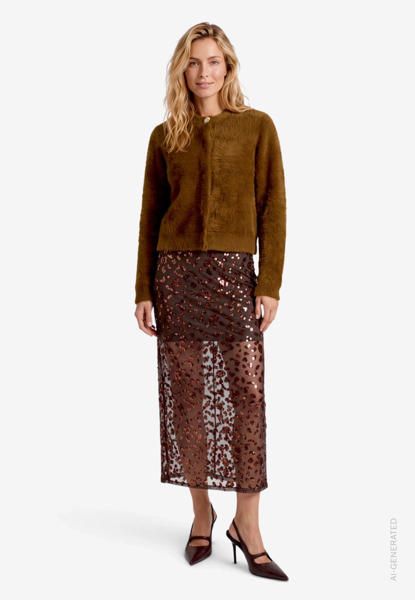 Damen Midirock mit Pailletten