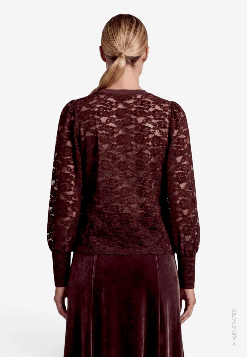 Damen Spitzenshirt mit Rundhalsausschnitt