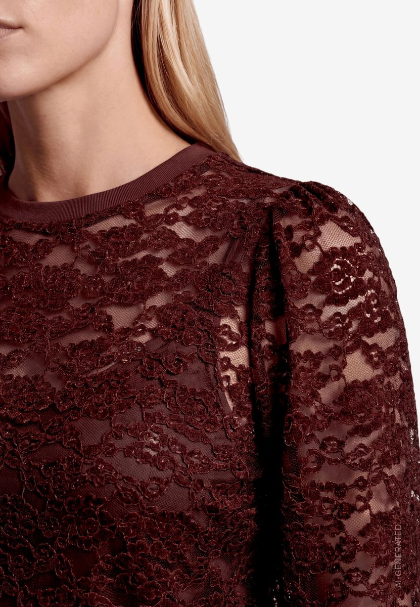 Damen Spitzenshirt mit Rundhalsausschnitt