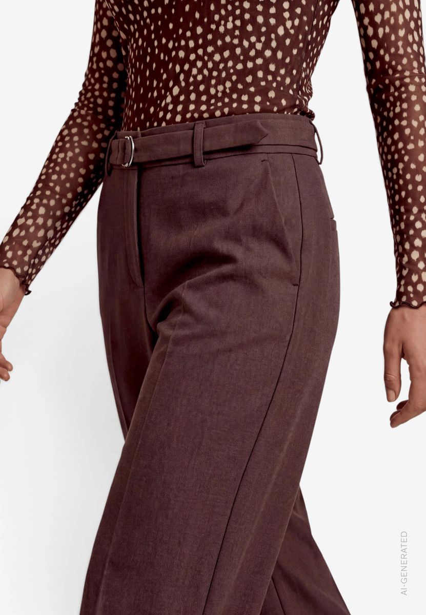 Damen Stoffhose flared mit Gürtel