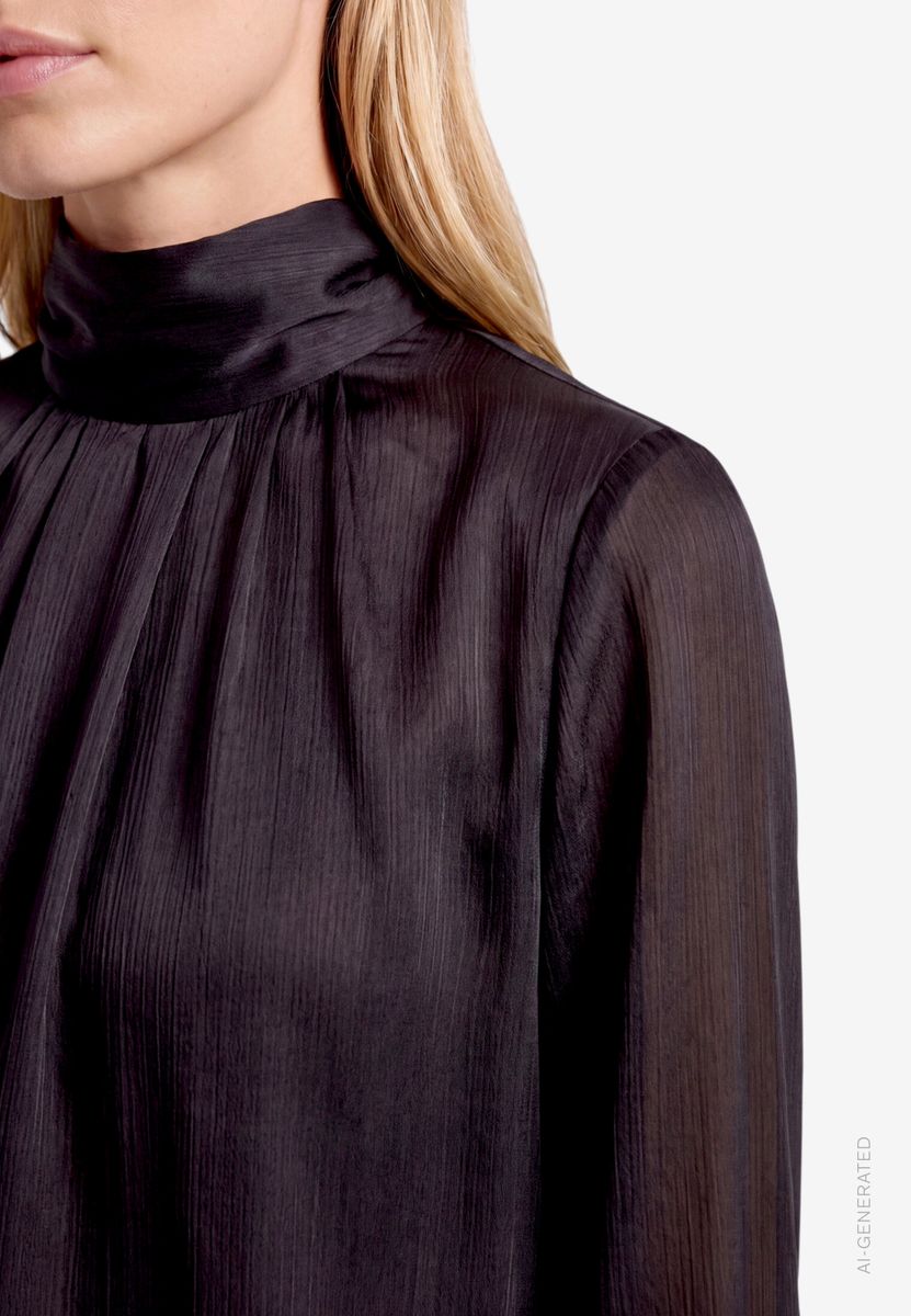 Damen Satin-Bluse mit Crinkle-Effekt
