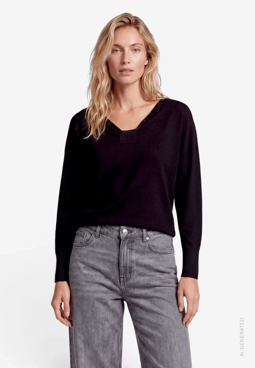 Damen Strickpullover mit Raffung