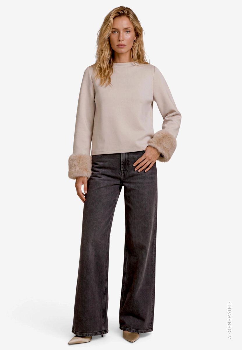 Damen Sweatshirt mit Plüsch