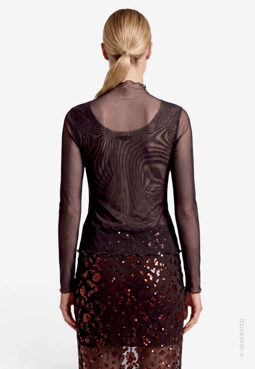 Damen Mesh-Shirt mit Pailletten