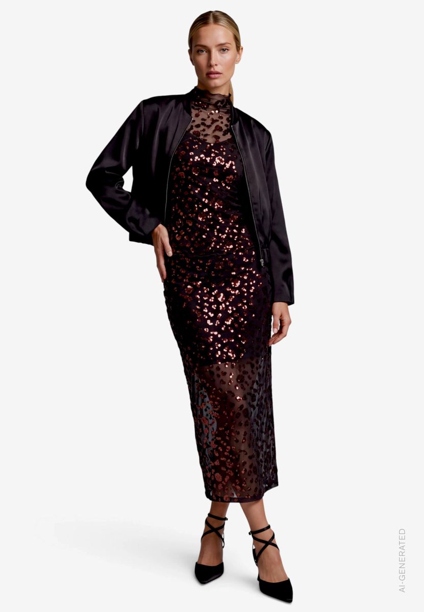 Damen Mesh-Shirt mit Pailletten