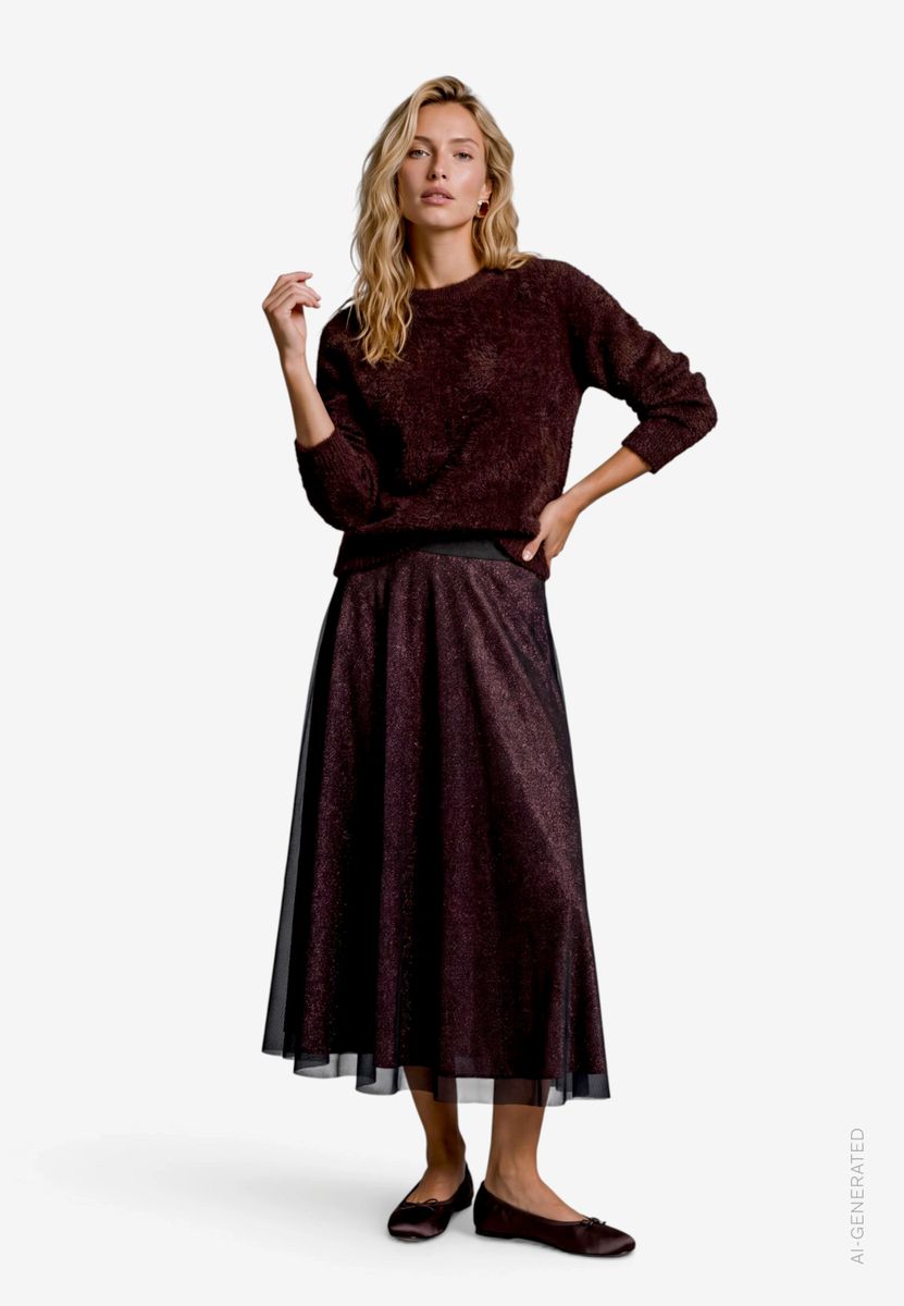 Damen flauschiger Pullover mit Glitzer
