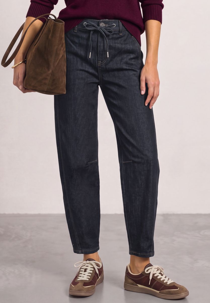 High Waist barrel Leg Jeans mit Tunnelzug