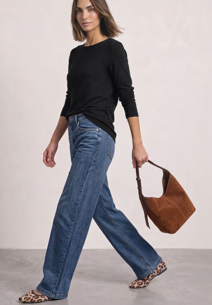 Basic Shirt mit U-Boot-Ausschnitt