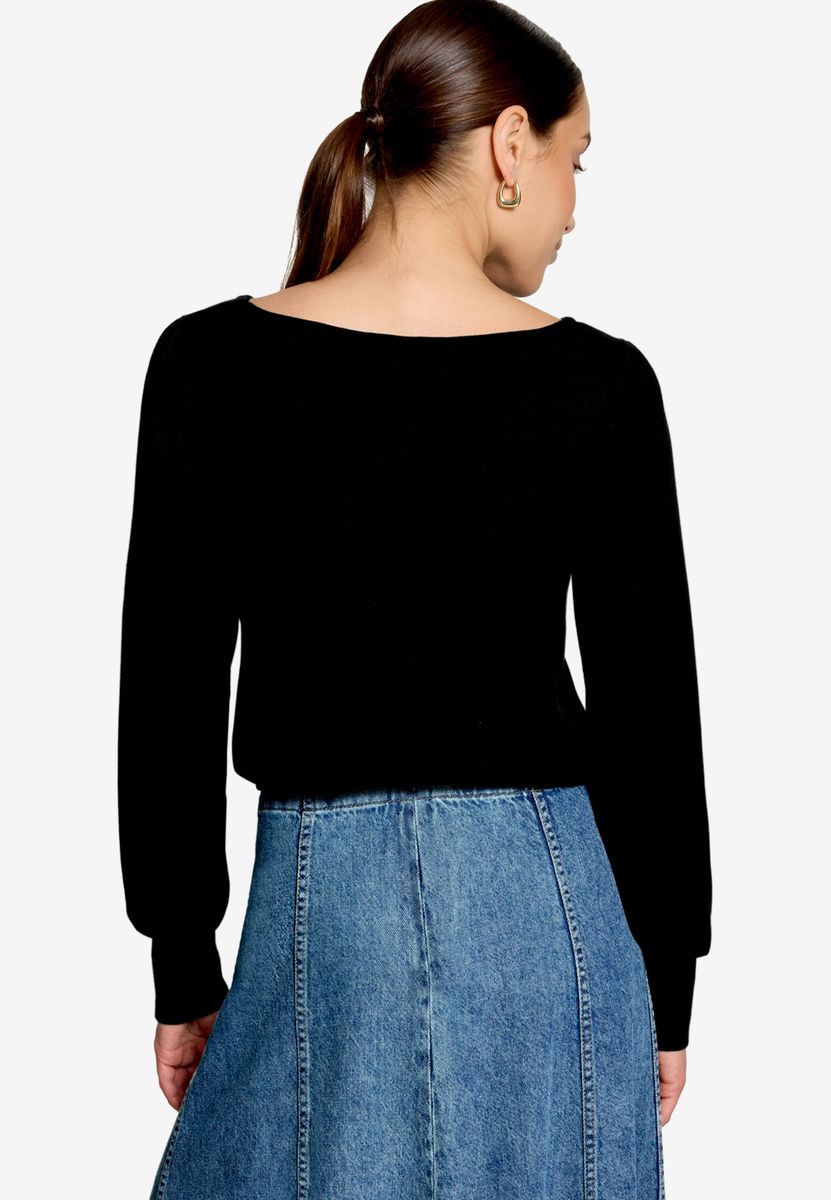 Feinstrickpullover mit U-Boot Ausschnitt