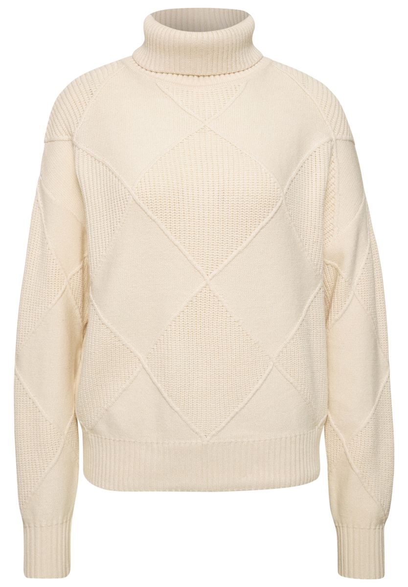 Pullover mit Rollkragen und Strukturmix