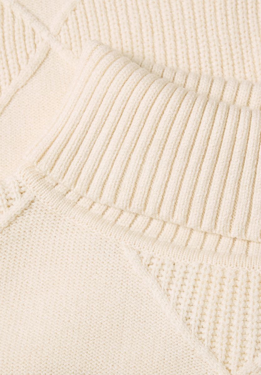 Pullover mit Rollkragen und Strukturmix