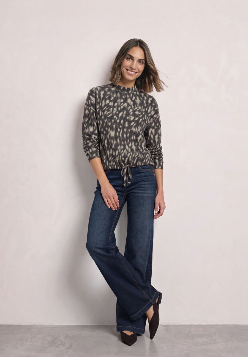 Langarm Shirt mit Turtle Neck und Muster
