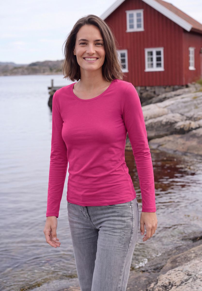 Basic Langarm Shirt mit Rundhals