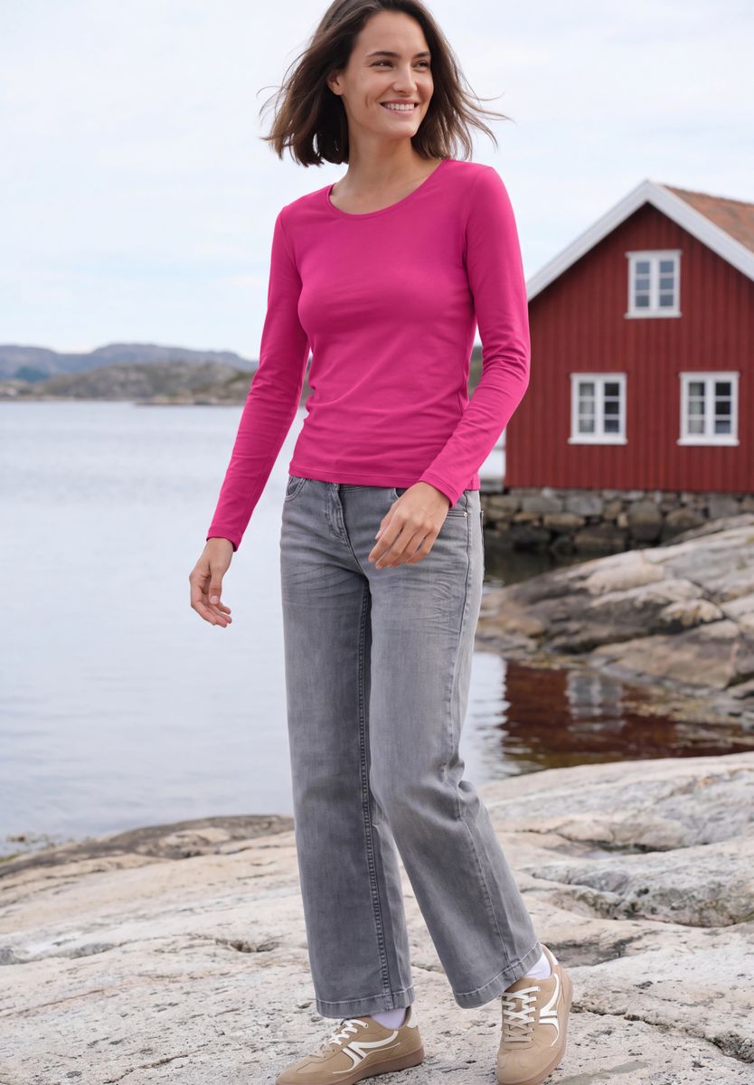 Basic Langarm Shirt mit Rundhals