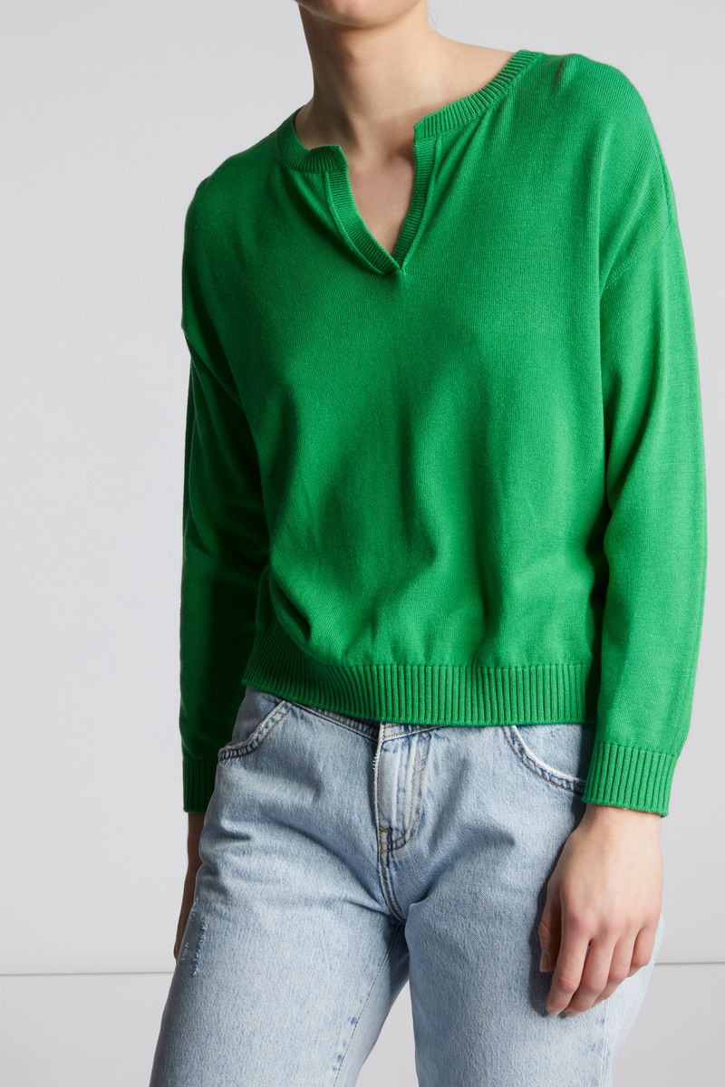 V-neck with placket