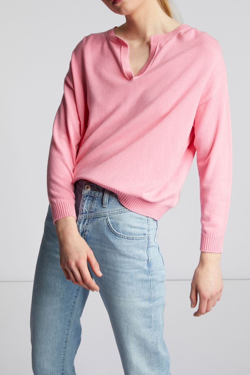 V-neck with placket