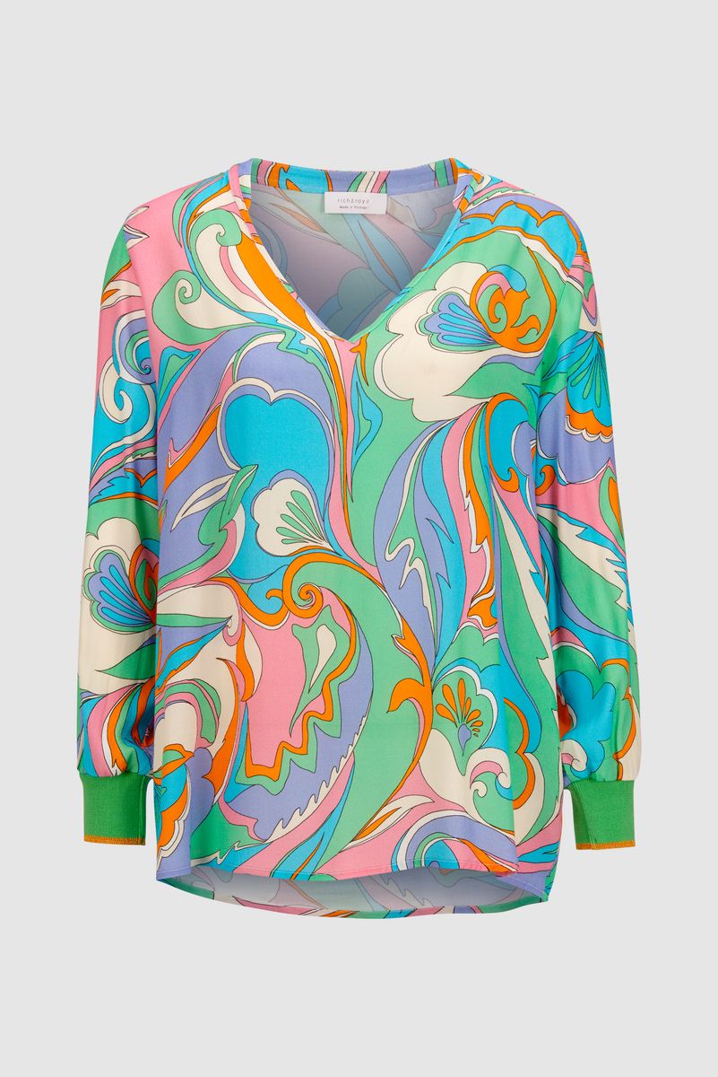 printed v-blouse ecovero