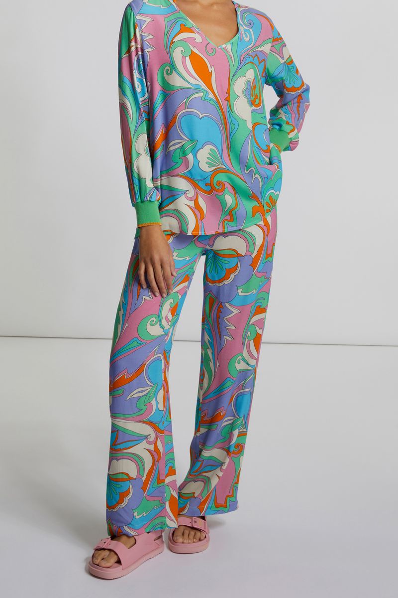 printed v-blouse ecovero