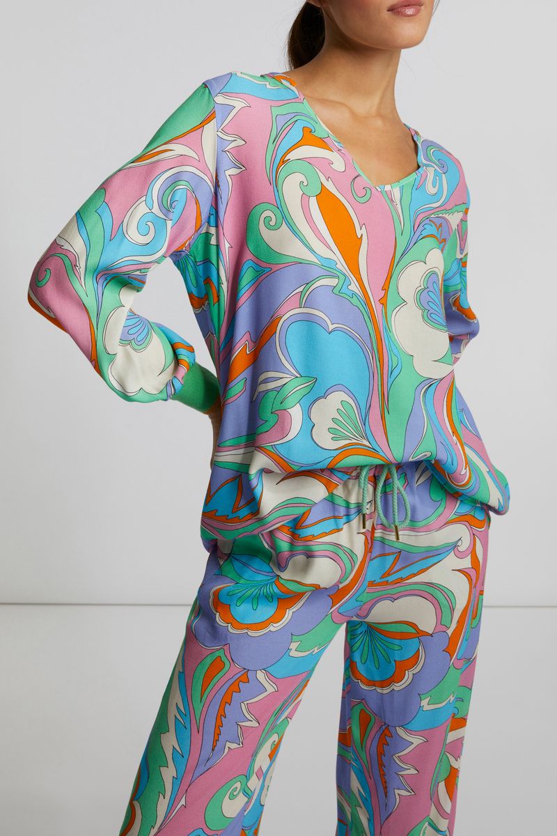 printed v-blouse ecovero