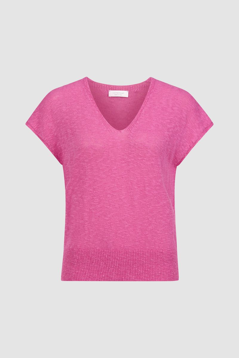 V-neck slub top