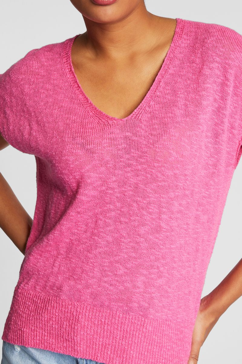 V-neck slub top