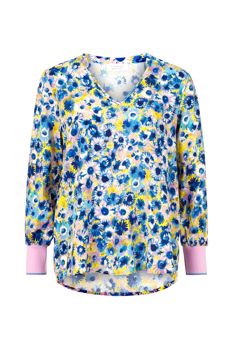 printed V-neck blouse