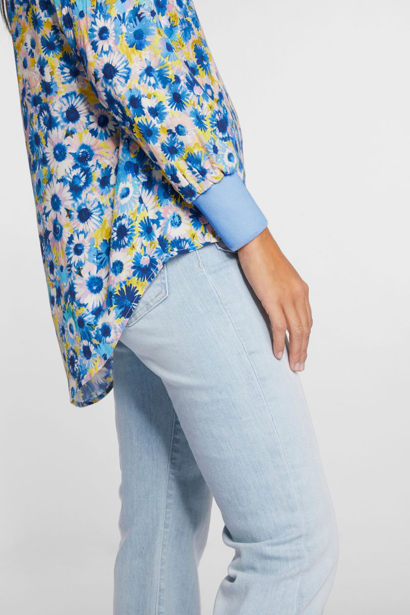 printed V-neck blouse