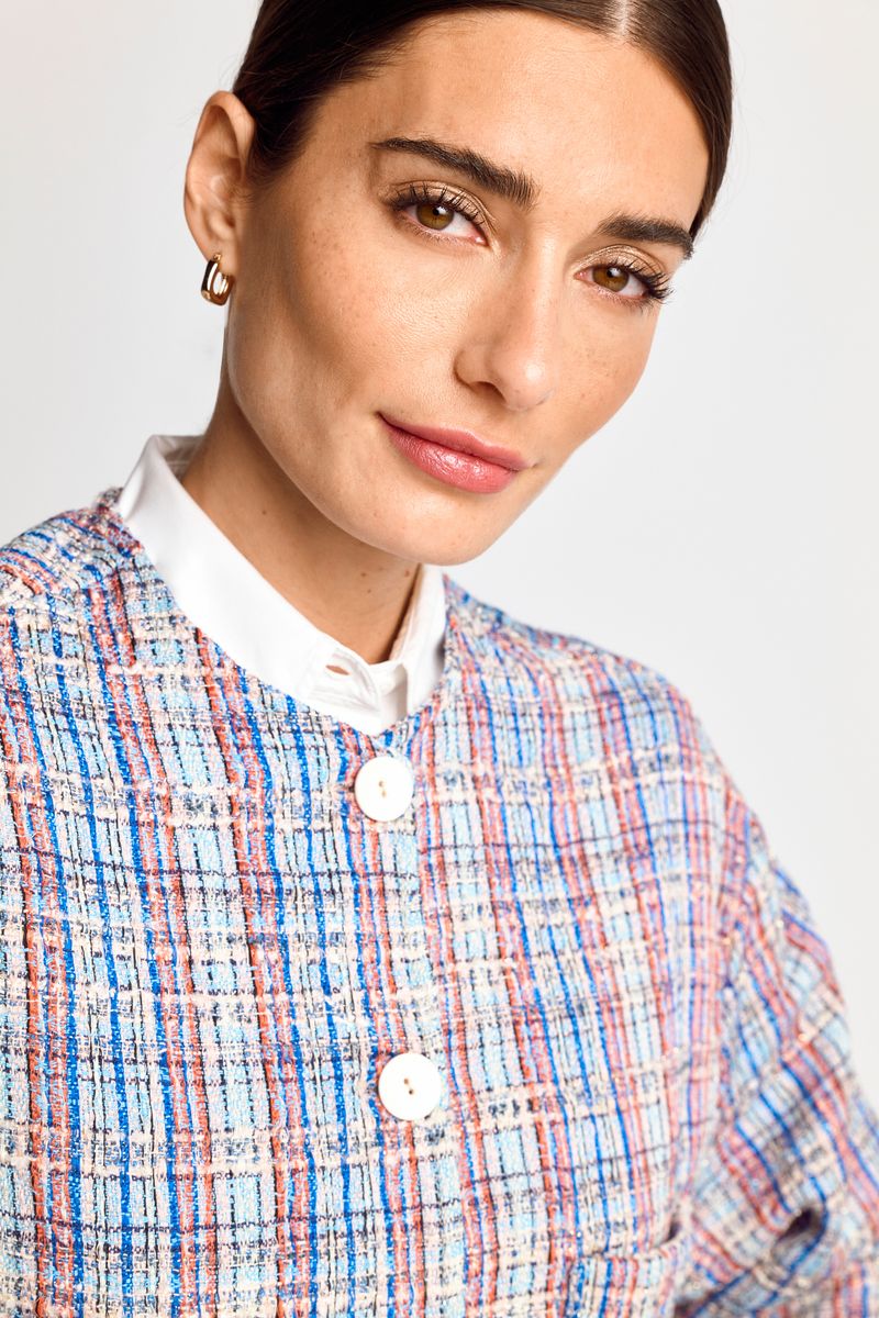 Bouclé jacket with rounded neckline