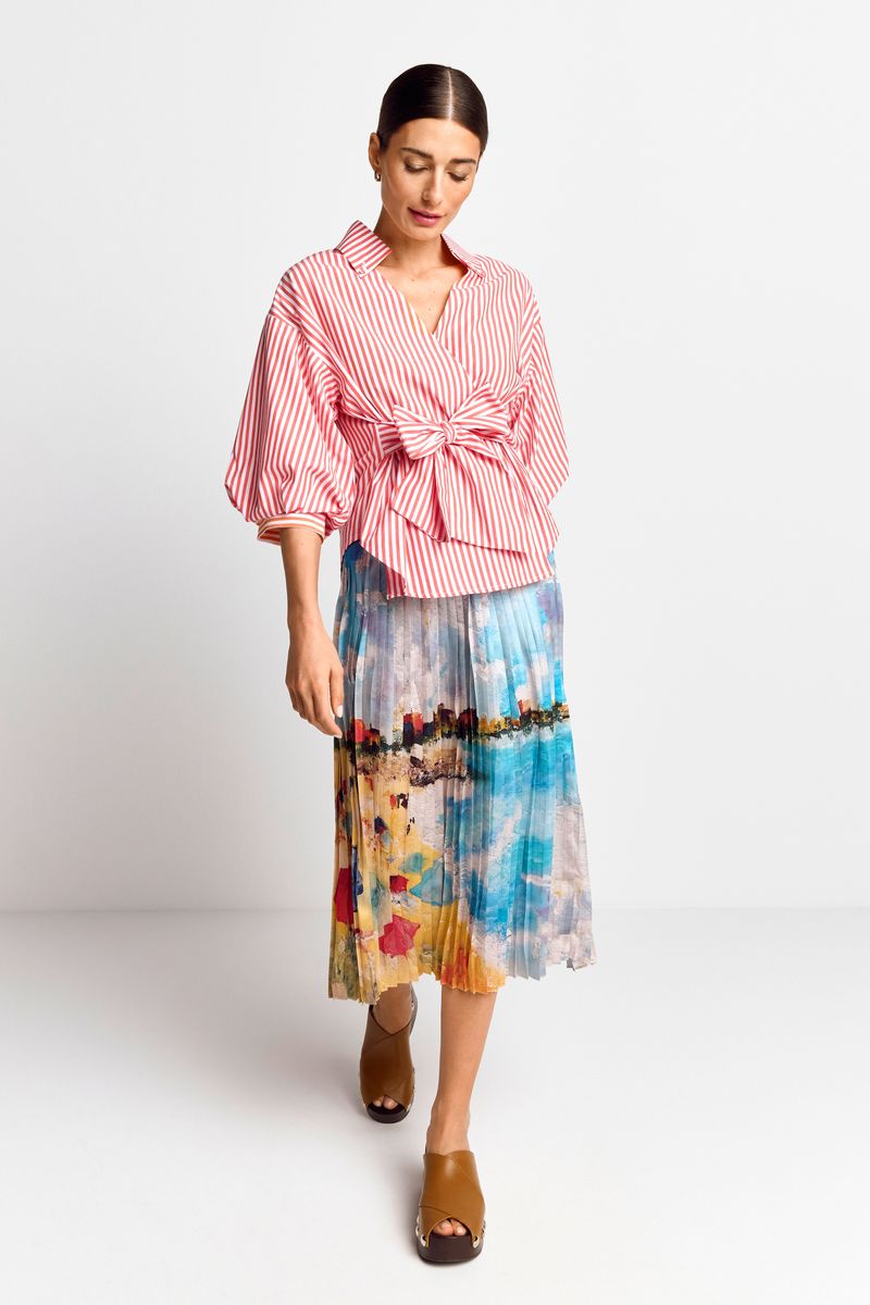 Striped blouse with puffed sleeves organic