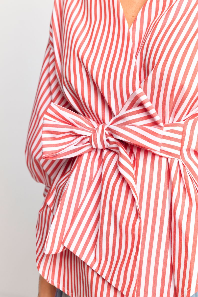 Striped blouse with puffed sleeves organic