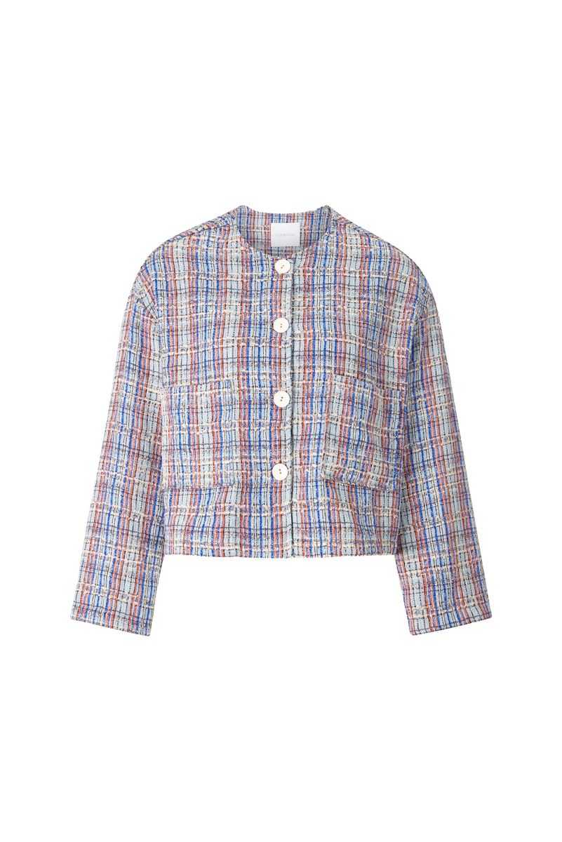 Bouclé jacket with rounded neckline