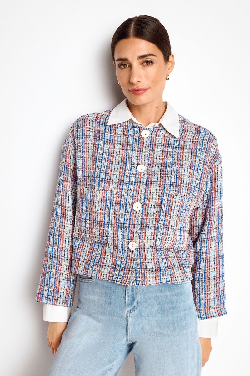Bouclé jacket with rounded neckline