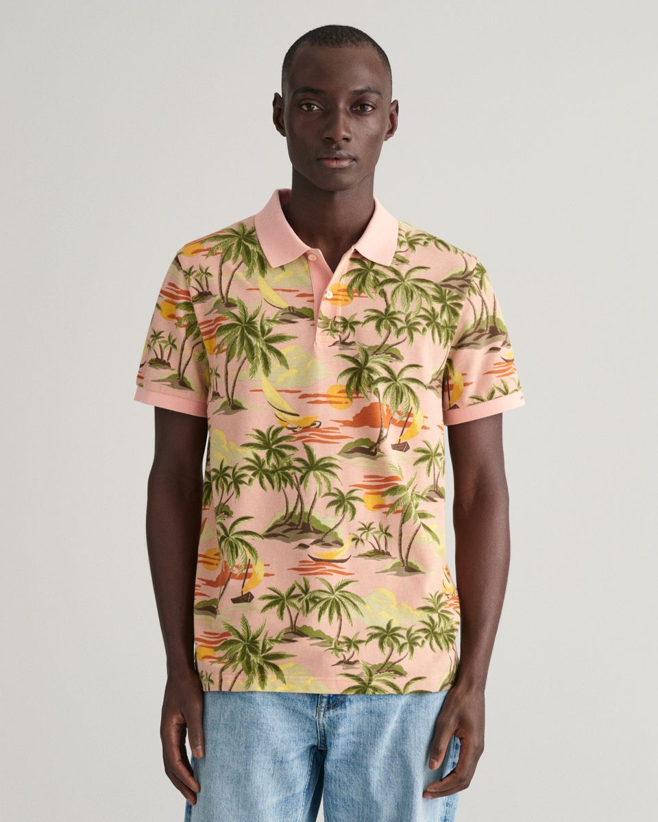 Hawaiian Print Poloshirt