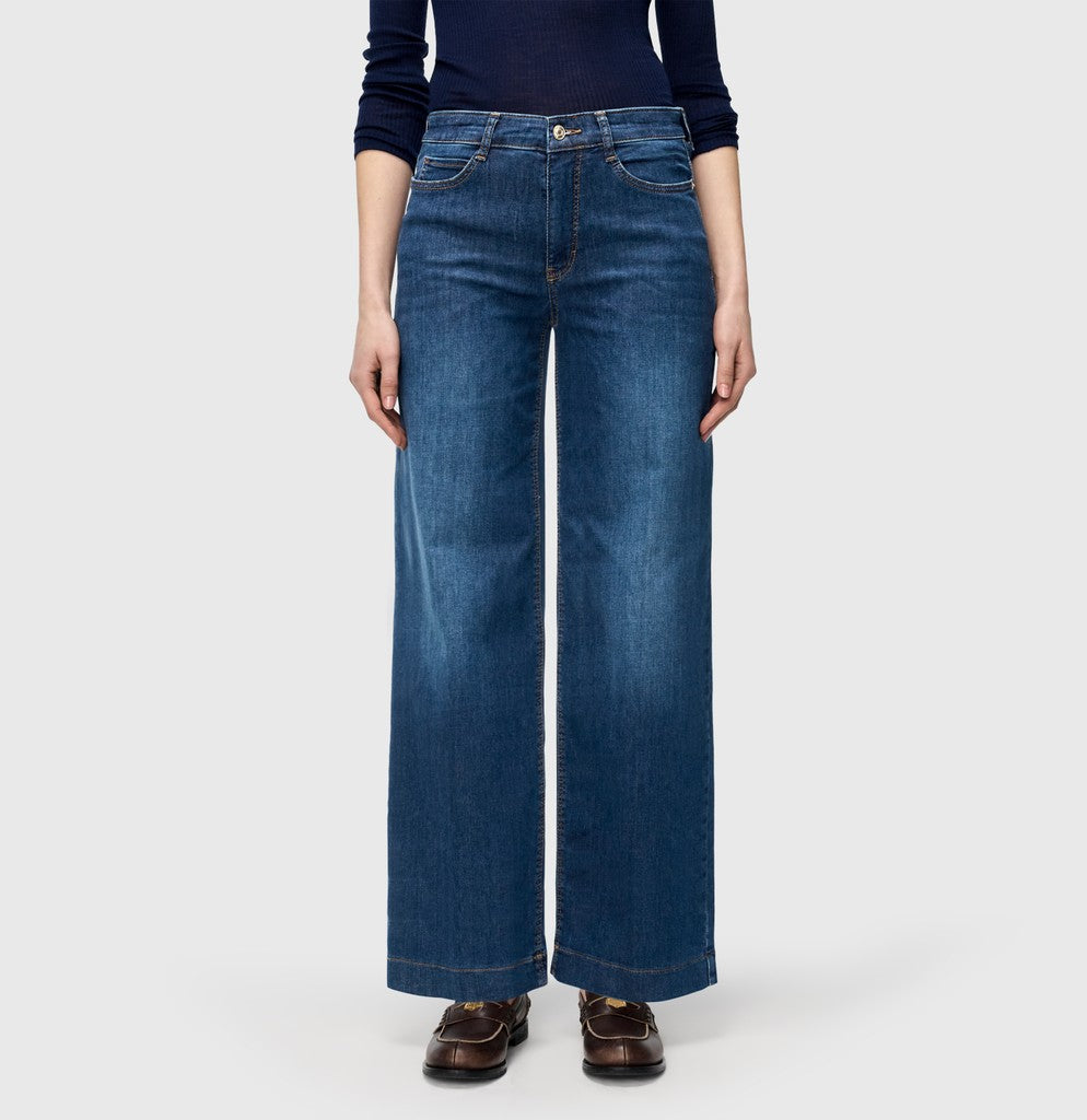 MAC Straight Leg Jeans Wide Authentic Stretch Fashion Blue Washed Blau – Ansicht 2