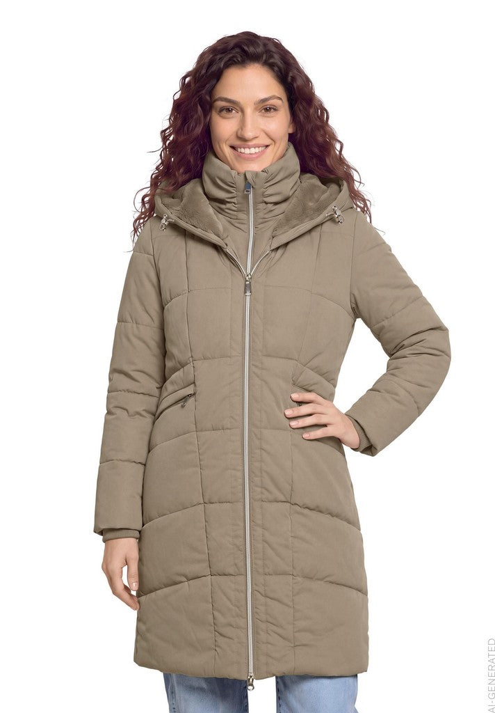 Cartoon Jacke Watte Steppmantel Braun