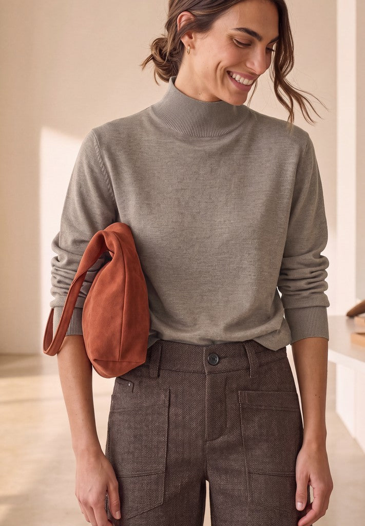 Street One Rollkragenpullover mit Turtle Neck Sanded Amber Mel – Ansicht 2
